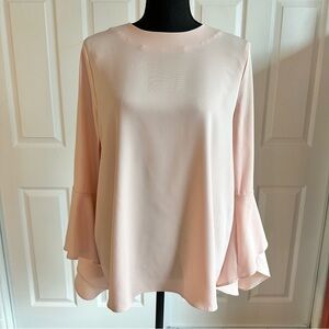 Olivia & Grace Blush Pink Bell Sleeve Blouse with Button Back